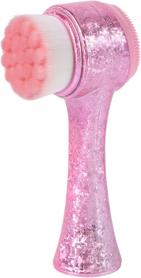 Face Brush 2 in 1 - Facial Cleansing Exfoliating Brush with Soft Bristles for Deep Cleansing, Ice Flower Pink