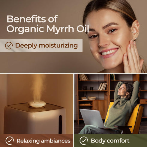 Gya Labs Organic Myrrh Essential Oil, 100% Pure Natural Myrrh Oil for Skin, Hair, and Aromatherapy