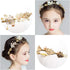 NODG Gold Tiaras for Women, Pearl Bride Crowns Wedding Headpiece, Gold Flower Bridal Hair Piece