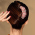 Women Pink Rhinestone Inlaid Flower Hair Comb Barrette Accessory - Perfect Mother's Day Gift for Mom