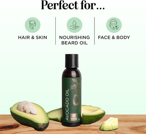 Avocado Oil for Hair and Skin - 100% Pure for Skin Care, Dry Hair Treatment, and Facial Moisturizer (4 Fl Oz)