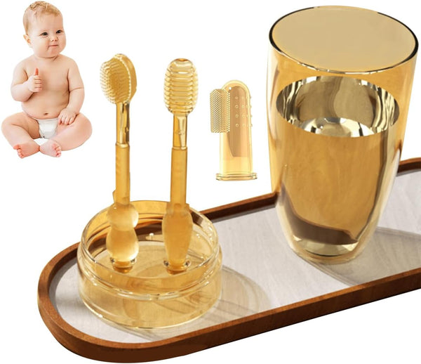 Baby Toothbrush Set, Silicone Baby Tongue Cleaner, 0-18M, 360 Degree Toddler Oral Care Toothbrush