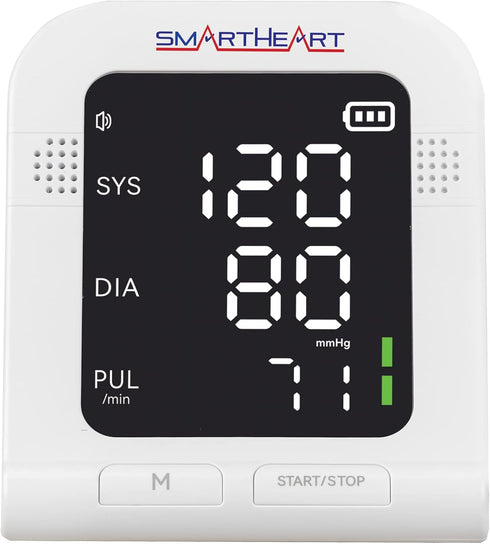SmartHeart Blood Pressure Monitor, Wide-Range Upper Arm Cuff, Talking English Spanish Instructions, 199-Reading Memory