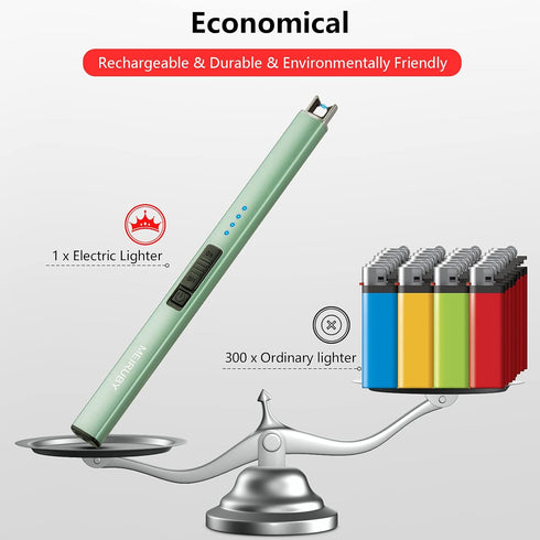 Electric Candle Lighter - Long Rechargeable Arc Windproof Flameless Lighter for Candle, Camping, BBQ, Birthday Gifts