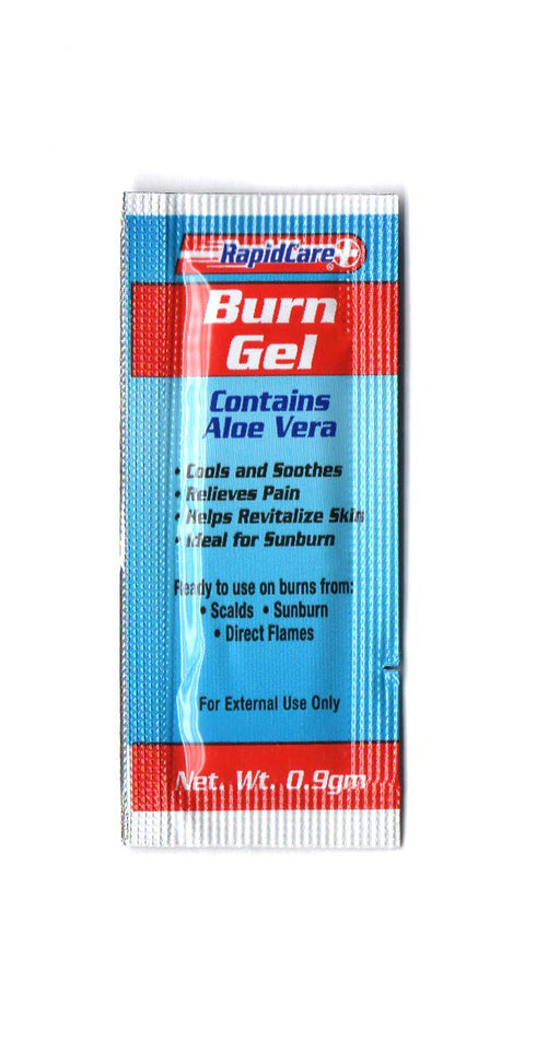 Rapid Care First Aid 401-25-4 Emergency Burn Gel Pouches - Relieves Pain, Cools & Soothes Burns, 0.03oz Packets