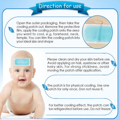 20 Sheets Cooling Patches for Fever Discomfort, Kids Cool Pads to Soothe Headache Pain (20 Sheets)