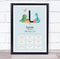 The Card Zoo New Baby Birth Details Christening Nursery Dinosaur Initial L Gift Print