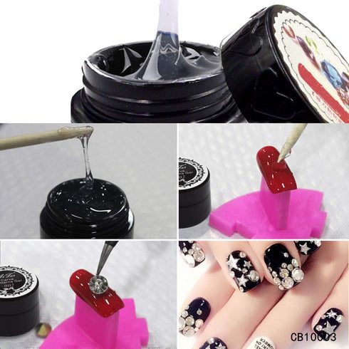 Nail Art Rhinestone Builder Glue, 8ml Soak Off UV Gel for Gem Stones, Jewelry Diamond Beads with Sequins
