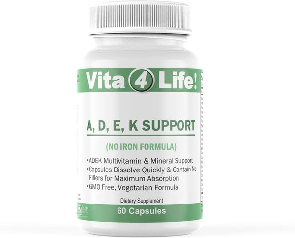 ADEK Multi Vitamin Support, No Iron - 60 Count