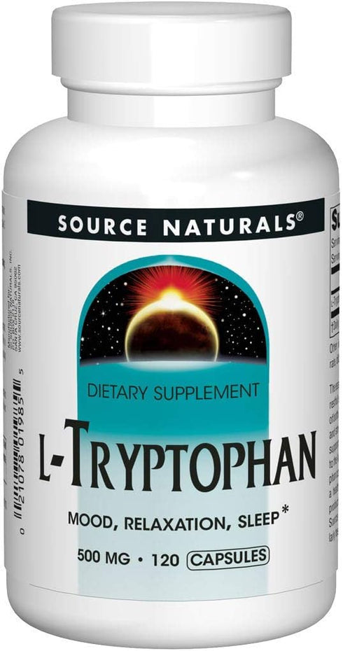 Source Naturals L-Tryptophan, 500mg, for Mood, Relaxation, and Sleep, 120 Capsules