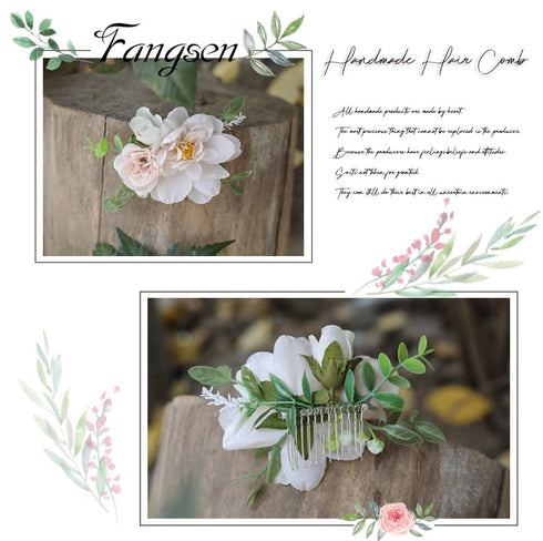 Silver Wedding Rose Flower Hair Comb Bridal Floral Headpiece for Brides and Bridesmaids - Christmas Hair Accessories