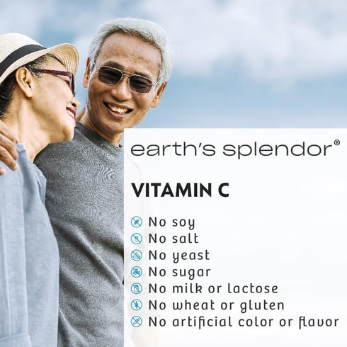 Earth's Splendor Immune Support Supplements, with Vitamin C & Rose HIPS, Gluten Free, 100 Tablets
