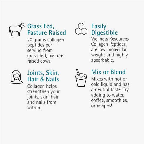 Wellness Resources Collagen Peptides, 100% Collagen Protein, Hydrolyzed Type I and III, Unflavored (500g)