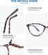 4 Pack Blue Light Blocking Reading Glasses for Women, Designer Cat Eye Frame, Anti Glare/UV Ray, 1.25