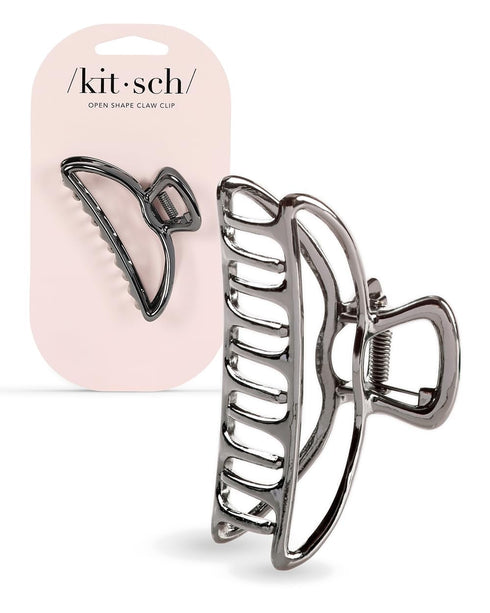 Kitsch Metal Hair Clips for Women, Durable & Elegant Claw Clips, Hematite, 1 Piece