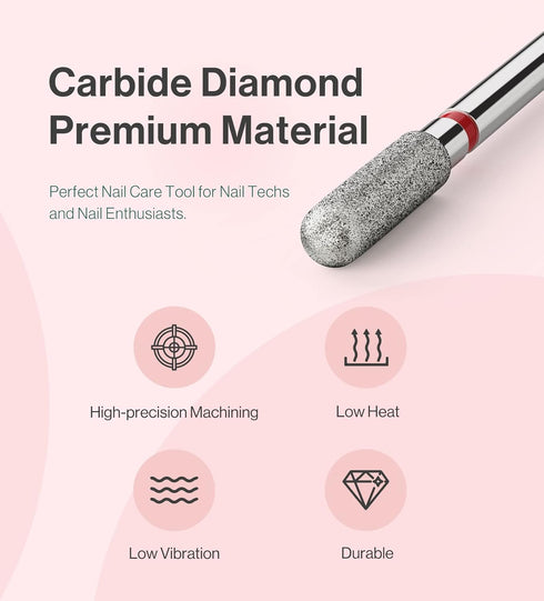 MelodySusie 3mm Rounded Top Barrel Cuticle Clean Nail Drill Bit, 3/32'' Professional Safety Carbide