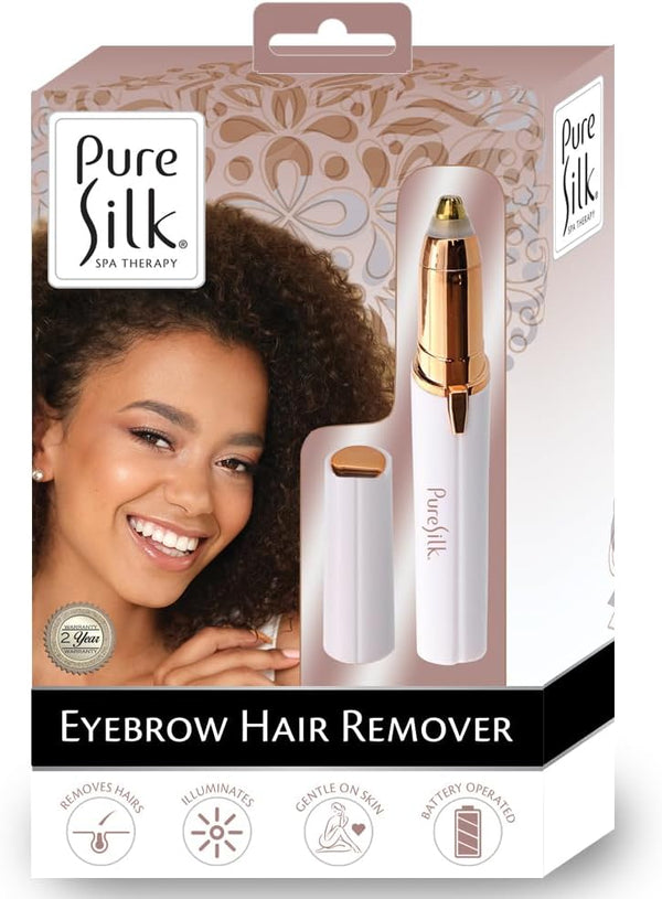 Pure Silk Eyebrow Hair Remover Shaver for Women, Gentle Pain-Free Styling Tool with Built-in Light, Portable