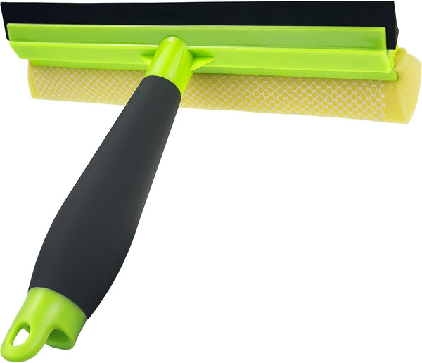 Shower Squeegee Window Cleaner, 2 in 1 Tool for Shower Doors and Car Windshield with Sponge and Rubber Squeegee