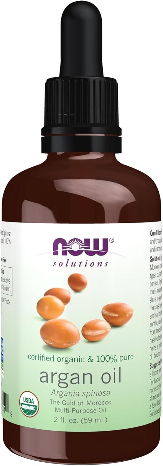 NOW Foods Organic Argan Oil, Certified Organic, 100% Pure, "Gold of Morocco", Multi-Purpose Oil, 2-Ounce