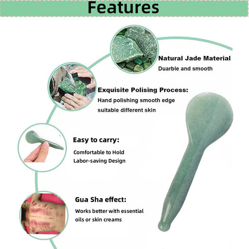Jade Gua Sha Massage Tool, Natural Green Gua Sha for Anti Aging Facial Skin SPA