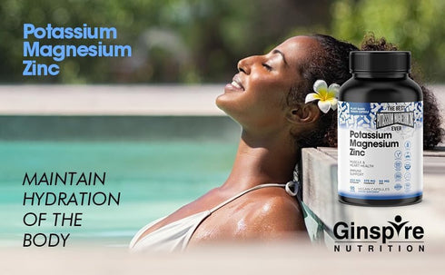Magnesium Potassium Zinc Supplements - 90 Capsules for Vascular Health – High Absorption Vegan Supplement