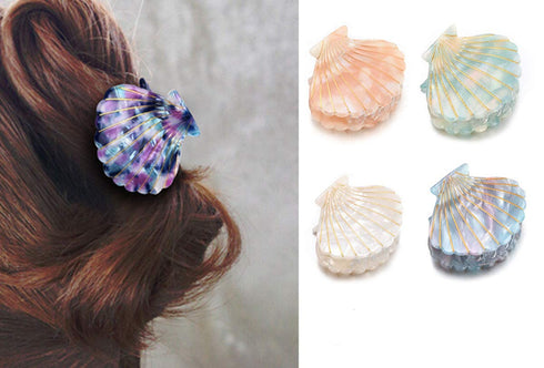 Shell Jaw Clip Hair Claw Clip - Marble Pattern Resin Hair Clips for Women, Hairdressing Accessories (White)