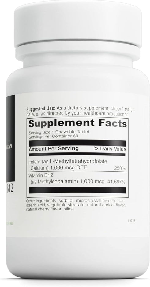 DAVINCI Labs Active Folate B12 Chewable - Dietary Supplement to Support Heart Health, Healthy Nerves, Immune Function and Energy Production* - with Folate and Vitamin B12-60 Chewable Tablets