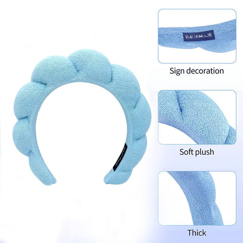 Spa Headband for Washing Face, Set of 9 Soft Skincare Headbands for Makeup Removal, Shower - Women (9 pack - Blue)