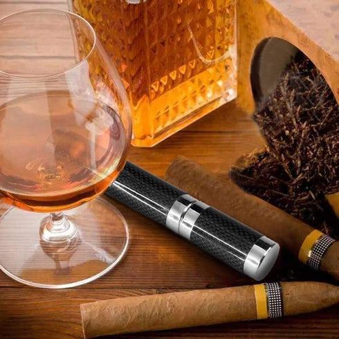 Carbon Fiber Cigar Case Tube, Super Slim Light Travel Case for Cigar Carrying Holders (Humidors Black, One Figure)