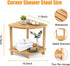 LZDGCC 2-Tier Bamboo Corner Shower Stool, Non-Slip Adjustable Shower Feet Stool for Shaving Legs, Shower Foot Rest