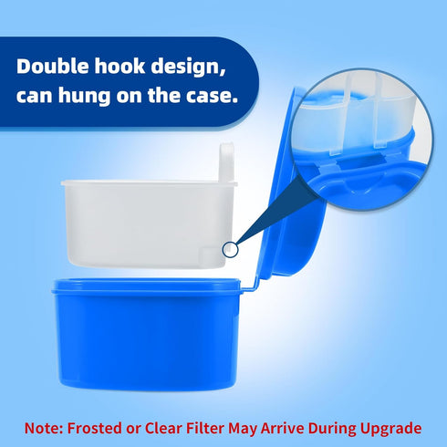 Denture Cup Dental Retainer Case - Dark Blue Cleaning Holder with Strainer Basket for Mouthguard Storage