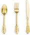 N9R 120 Pcs Gold Plastic Silverware Set, 40 Forks, 40 Spoons, 40 Knives, Disposable Gold Cutlery for Weddings and