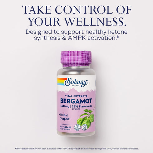 Solaray Bergamot Advanced Formula, Cardiovascular Support Fruit Extract, 500mg Veg Cap, 60 Count