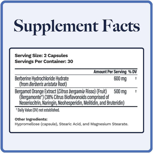 Berbercol 500mg Citrus Bergamot & Berberine, Naturally Supports Heart Health, 60 Capsules