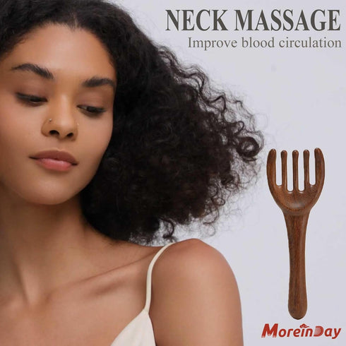 Wooden Scalp Massager, Foot Massage Tool, Massage Comb for Gua Sha - Sandalwood