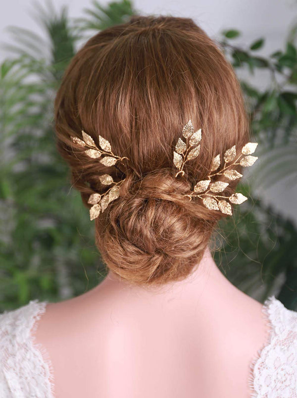 YERTTER 5 PCS Gold Leaves Hair Pins, Bridal Hair Accessories for Bride and Bridesmaids Wedding Hair Piece