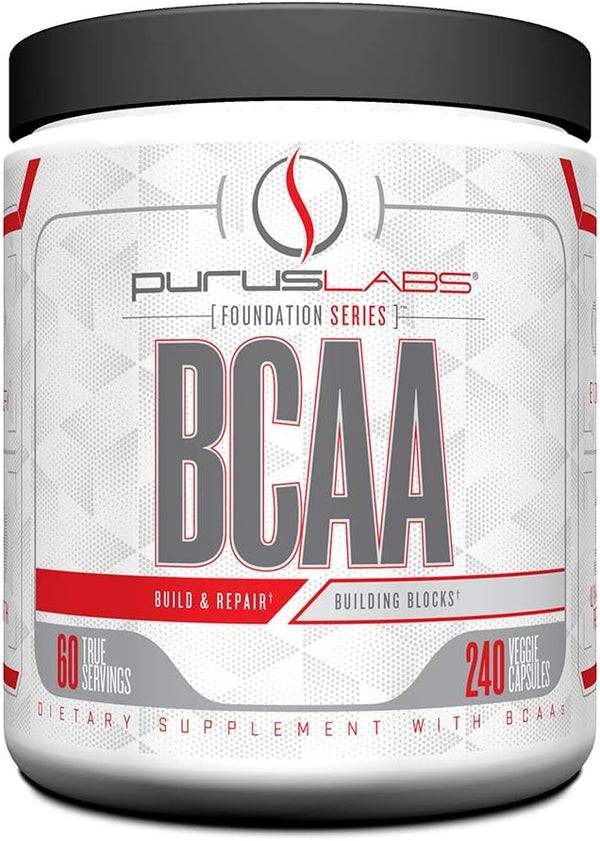 BCAA Capsules by Purus Labs Foundation Series - 240 Capsules for Recovery, Endurance, Strength