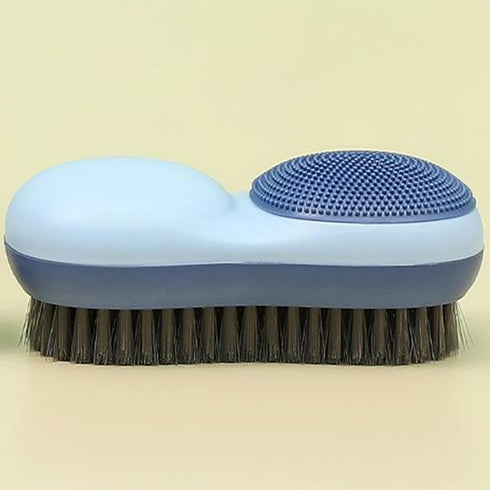 Two-Sided Laundry Stain Remover Brush, Soft Bristle for Scrubbing Tough Stains on Delicate Fabrics, Easy to Grip Blue