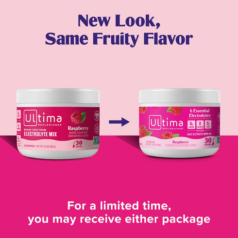 Ultima Replenisher Daily Electrolyte Powder Drink Mix, Sugar Free, Raspberry, 30 Servings, Keto Friendly