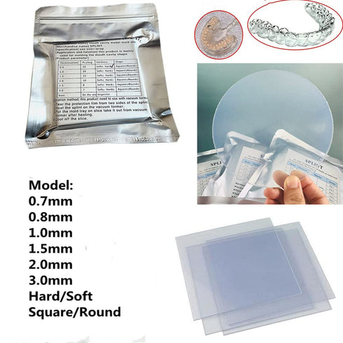 Lab Orthodontic Splint Retainer Slice, Vacuum Forming Sheet, Soft Hard Square Round Shape Thermoforming Material (3.0mm