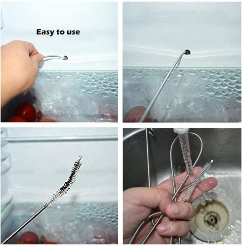 Extra Long 155CM Pipe Tube Cleaner, Flexible Drain Brush, 3pcs Skinny Tube Spiral Cleaning Brush