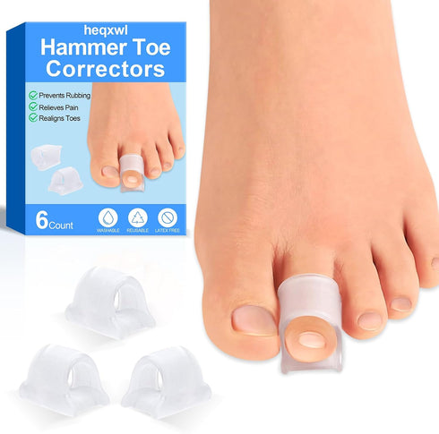 heqxwl Hammer Toe Corrector, 6 Pack Toe Spacers, Toe Straighteners for Curled Toes,