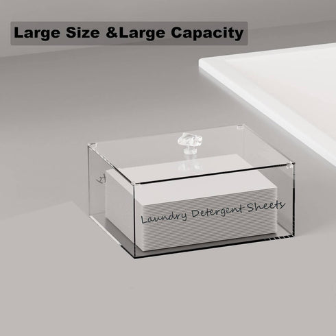 Acrylic Laundry Detergent Sheets Dispenser with Lid, Storage Box for Laundry