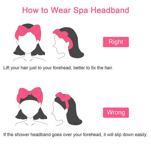 Ondder Spa Headband (8 Pack) - Rose Red Skincare Headbands for Women and Girls, Cute Bow Head Bands