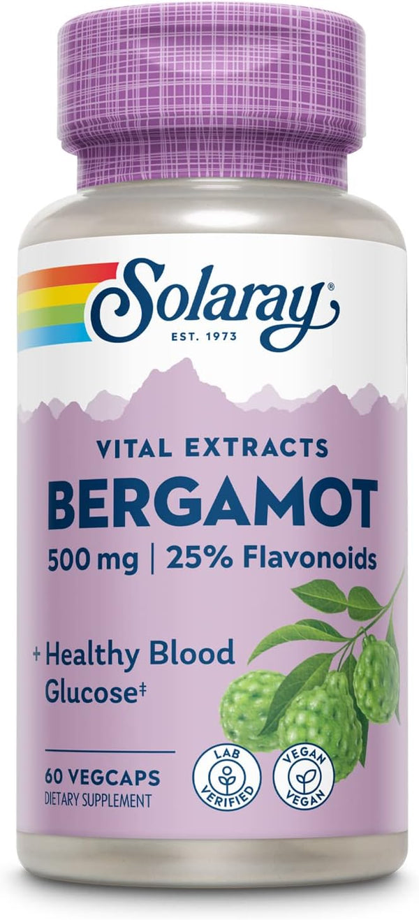Solaray Bergamot Advanced Formula, Cardiovascular Support Fruit Extract, 500mg Veg Cap, 60 Count