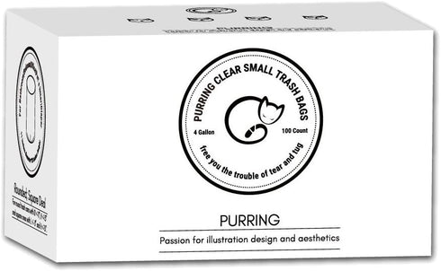 Clear Small Trash Bags, 4 Gallon Garbage Bags with Simple-Illustration Aesthetic Drawing, 100 Count, Quick-Dispense