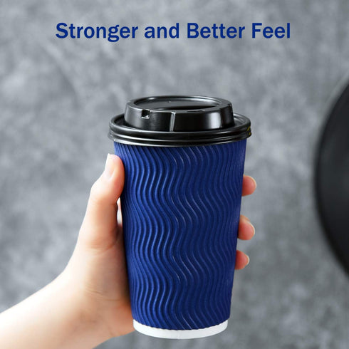 Kindpack 16 oz (90 Set) Disposable Coffee Cups with Lids and Straws - Togo Hot Paper Coffee Cup with Lid To Go