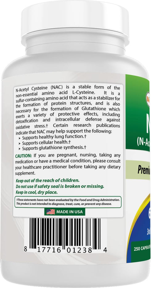 Best Naturals NAC - N Acetyl Cysteine 600 mg, 250 Capsules, Powerful Antioxidant