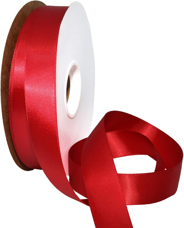 Morex Ribbon Double Face Satin Ribbon 7/8" X 50 YD Ruby for Gift Wrapping, Birthday Gift Cards, Satin Dress, Silk