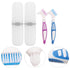 Healeved 2 Sets Denture with Toothbrush Cases, Small Double-Side Assorted Color Denture Cleaning
